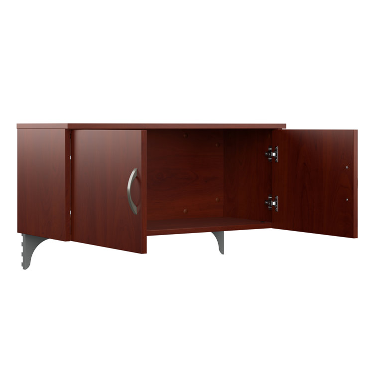Hansen Cherry L-Shaped 3 Person Cubicle Desk Set with Storage