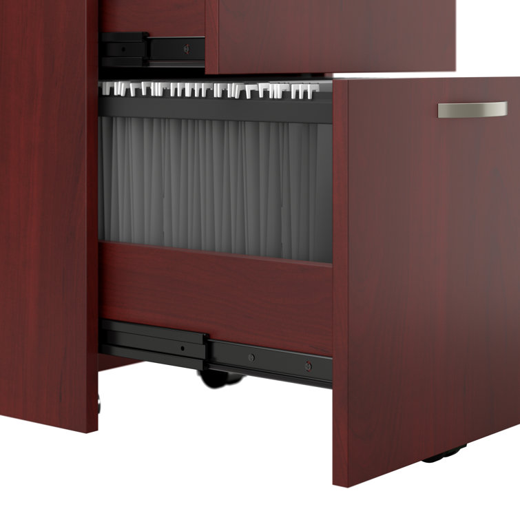 Hansen Cherry L-Shaped 3 Person Cubicle Desk Set with Storage