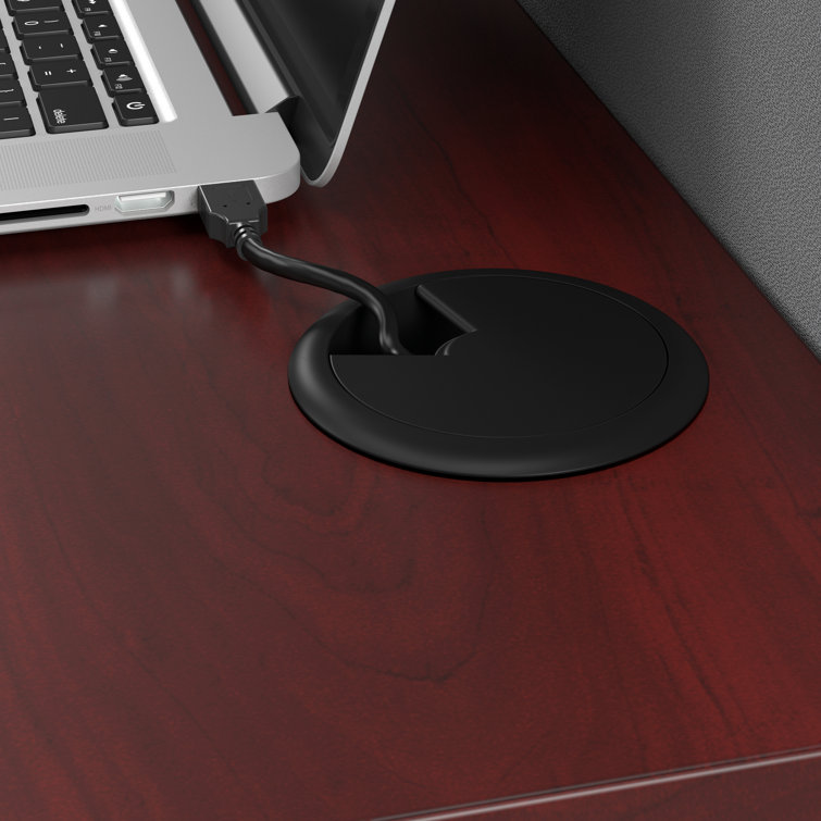 Hansen Cherry L-Shaped 3 Person Cubicle Desk Set with Storage