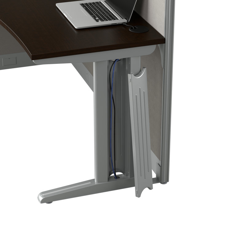Mocha Cherry L-Shaped 3 Person Cubicle Desk with Storage