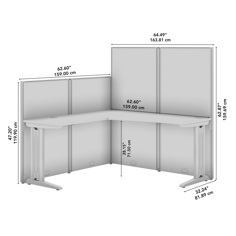 Pure White L-Shaped Office Workstation with Steel Legs