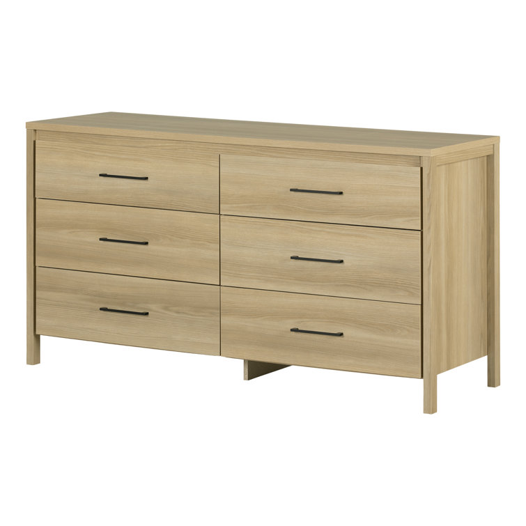 Natural Ash Double 6-Drawer Dresser with Slim Handles