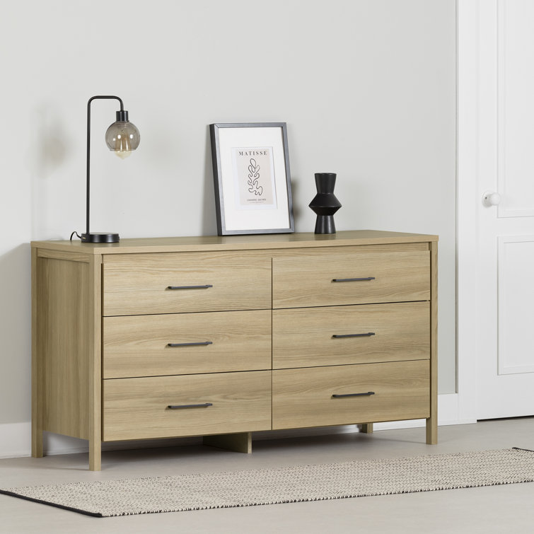 Natural Ash Double 6-Drawer Dresser with Slim Handles