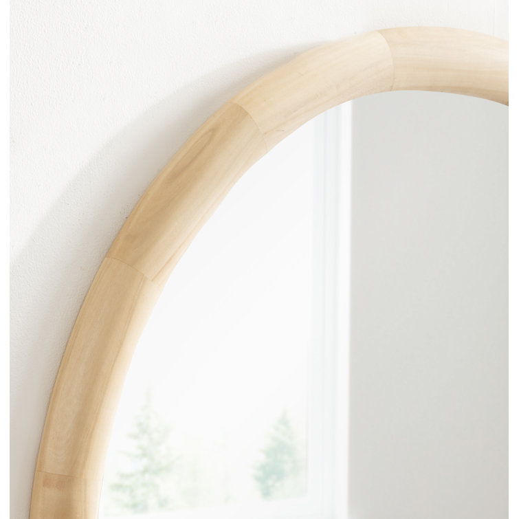 Natural Arched Wooden Wall Mirror 36" x 24"
