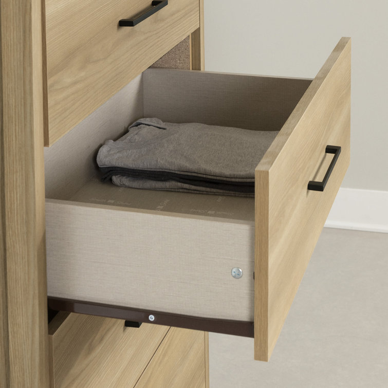 Natural Ash 5-Drawer Tall Chest with Slim Handles