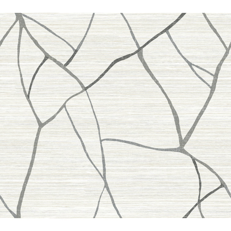 Ivory and Gray Grasscloth Non-Pasted Wallpaper