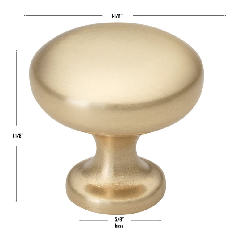 Antique Brass Round Mushroom Cabinet Knob with Mounting Hardware