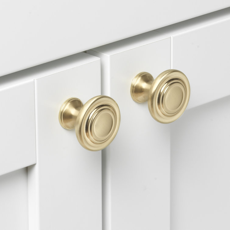 Champagne Gold Polished Round Cabinet Knob with Mounting Hardware