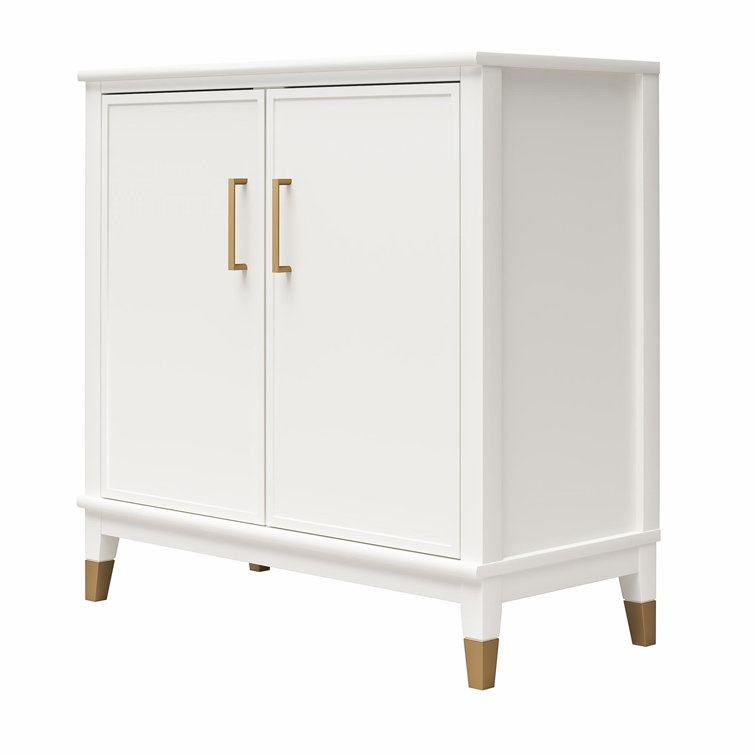 White MDF 2-Door Accent Cabinet with Adjustable Shelving