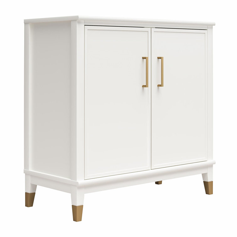 White MDF 2-Door Accent Cabinet with Adjustable Shelving