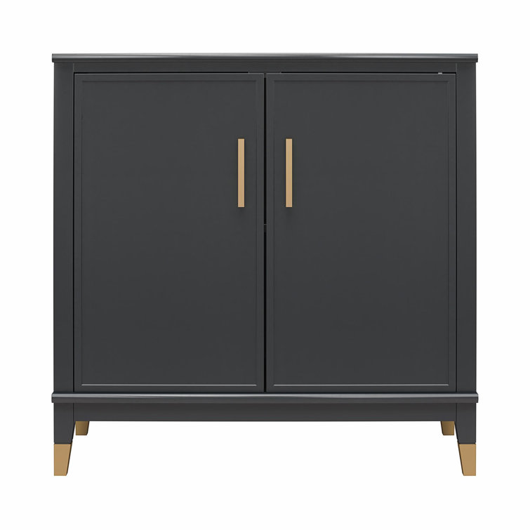 Black MDF 2-Door Accent Cabinet with Adjustable Shelving