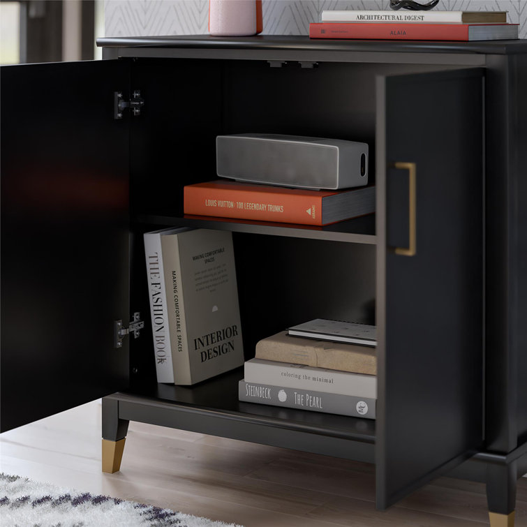 Black MDF 2-Door Accent Cabinet with Adjustable Shelving