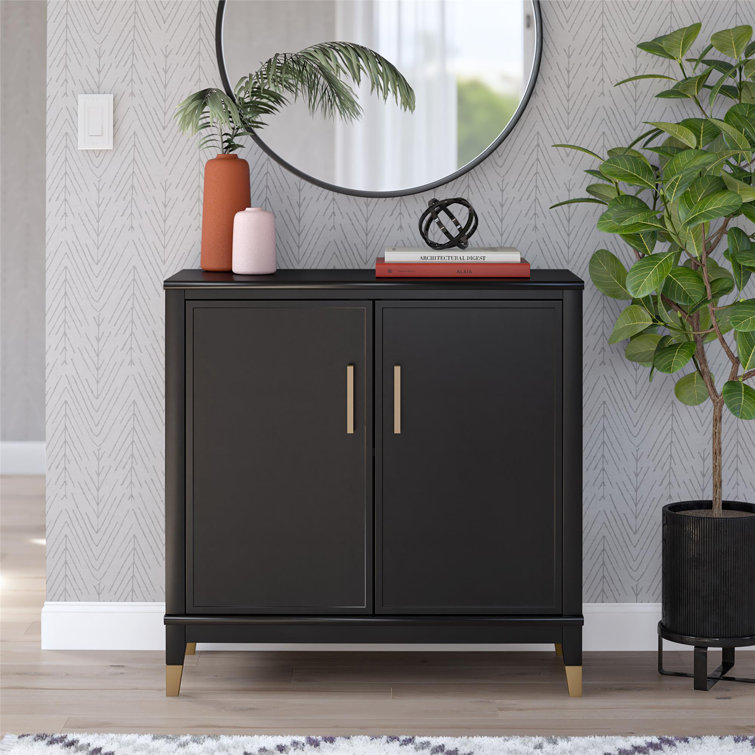 Black MDF 2-Door Accent Cabinet with Adjustable Shelving