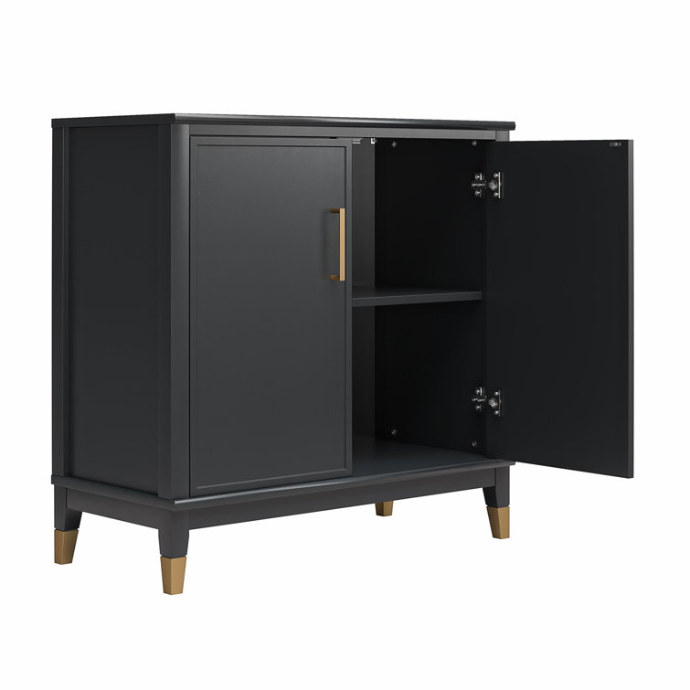 Black MDF 2-Door Accent Cabinet with Adjustable Shelving