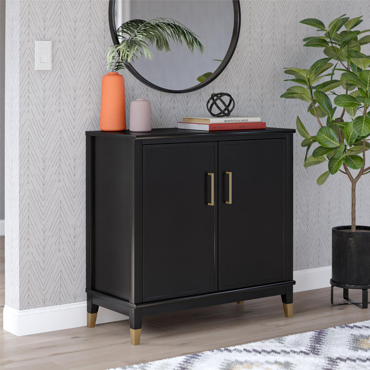 Black MDF 2-Door Accent Cabinet with Adjustable Shelving