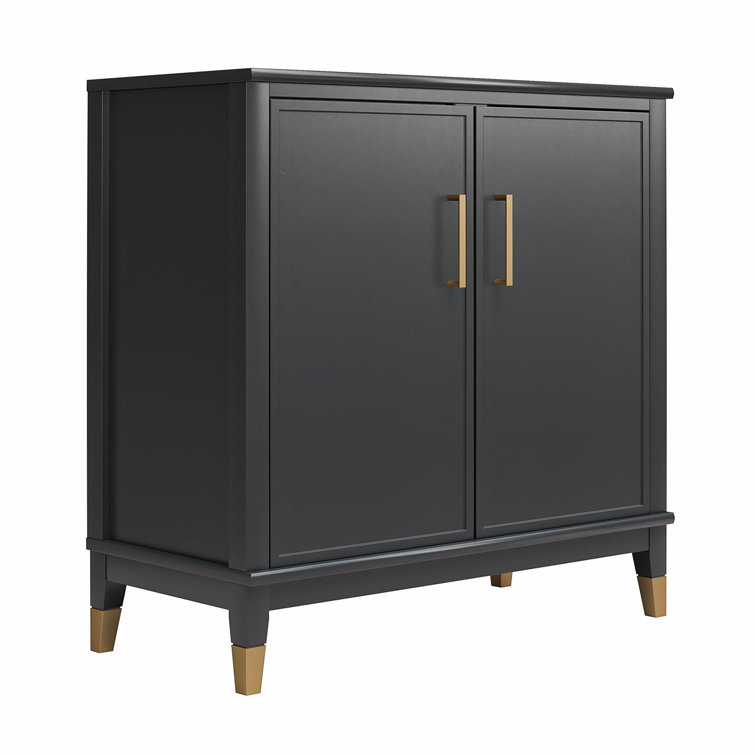 Black MDF 2-Door Accent Cabinet with Adjustable Shelving