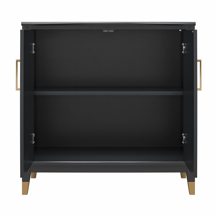 Black MDF 2-Door Accent Cabinet with Adjustable Shelving