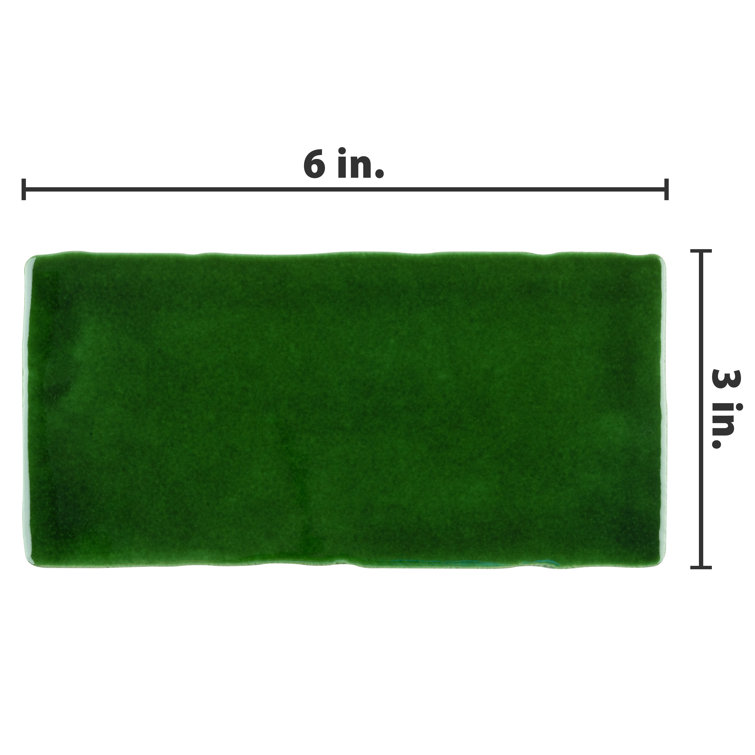 Viva Antic Verde 3" x 6" Green Ceramic Wall Tile