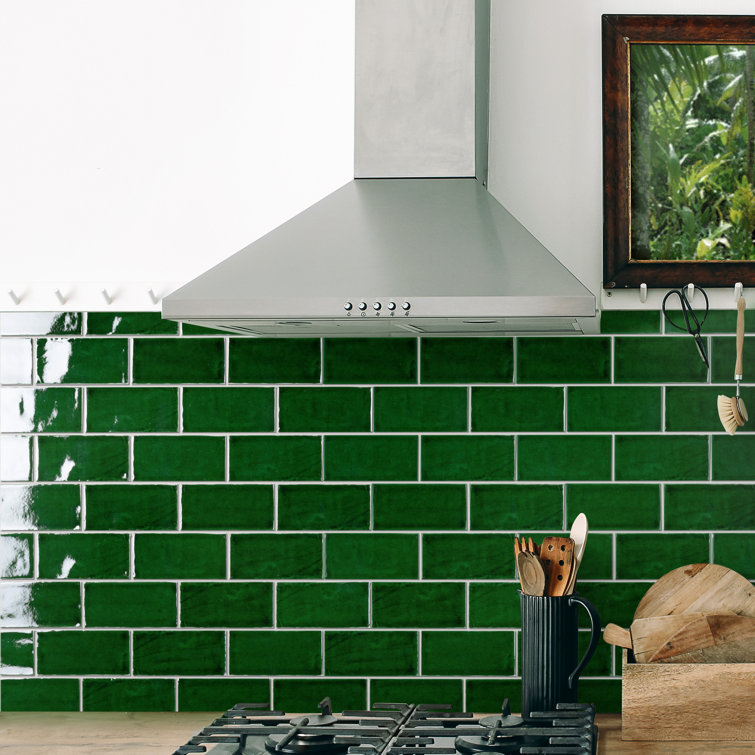 Viva Antic Verde 3" x 6" Green Ceramic Wall Tile