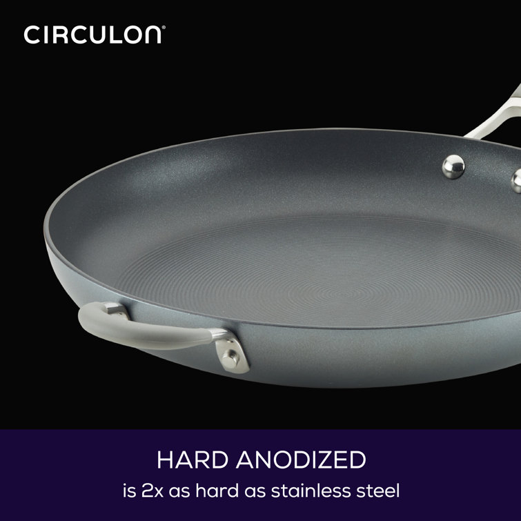 Circulon Gray 14" Hard-Anodized Nonstick Frying Pan with Helper Handle