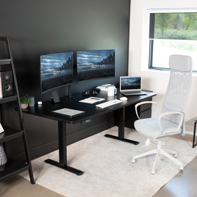 Vivo Electric Height Adjustable 71" Black Standing Desk with Memory Presets