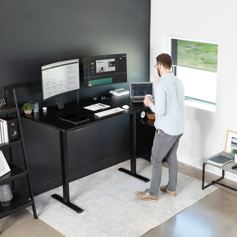 Vivo Electric Height Adjustable 71" Black Standing Desk with Memory Presets