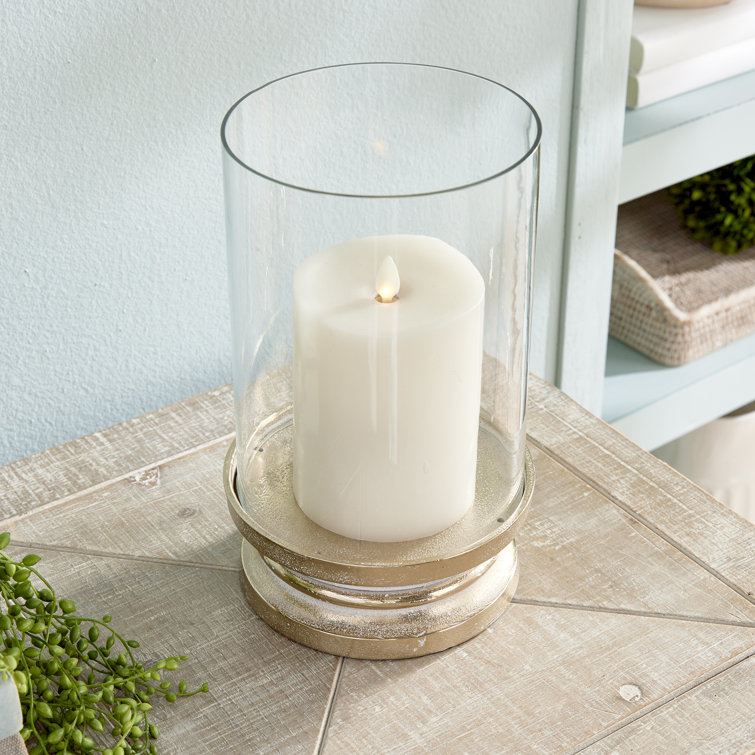 Gold and Glass Winter Hurricane Candle Holder