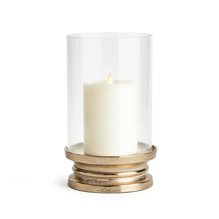 Gold and Glass Winter Hurricane Candle Holder