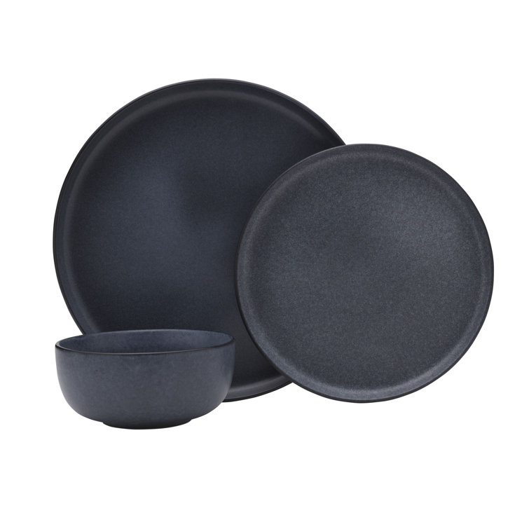 Matte Black Ceramic 12-Piece Dinnerware Set, Service for 4