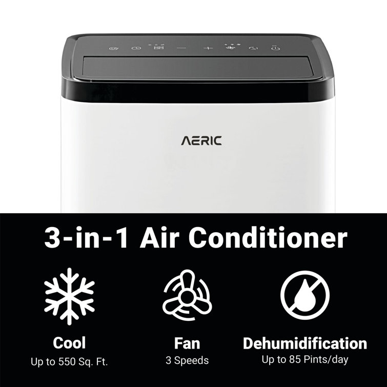 Aeric 8,000 BTU White Portable Air Conditioner with Remote