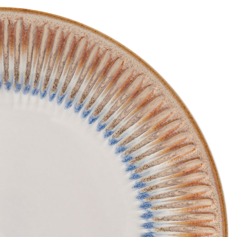 Hensley Taupe and White Ceramic 12-Piece Dinnerware Set, Service for 4