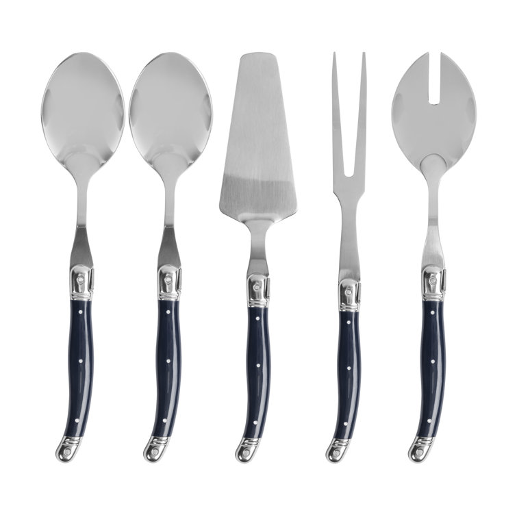 Navy Blue Stainless Steel 5-Piece Hostess Serving Set