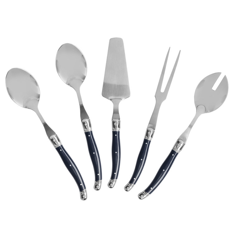 Navy Blue Stainless Steel 5-Piece Hostess Serving Set