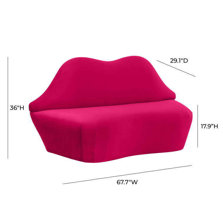 Hot Pink Velvet Lips Shaped Settee Sofa