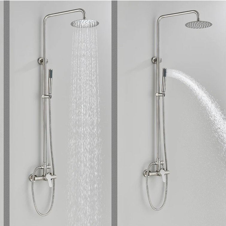 Brushed Stainless Steel Dual Function Outdoor Shower with Single Lever