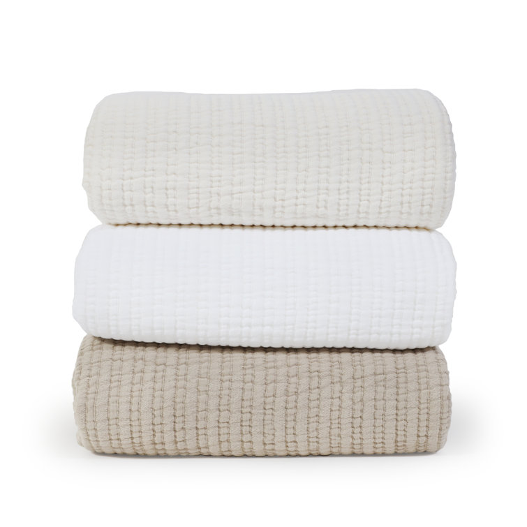 Chatham Queen Cream Cotton Plain Weave Coverlet