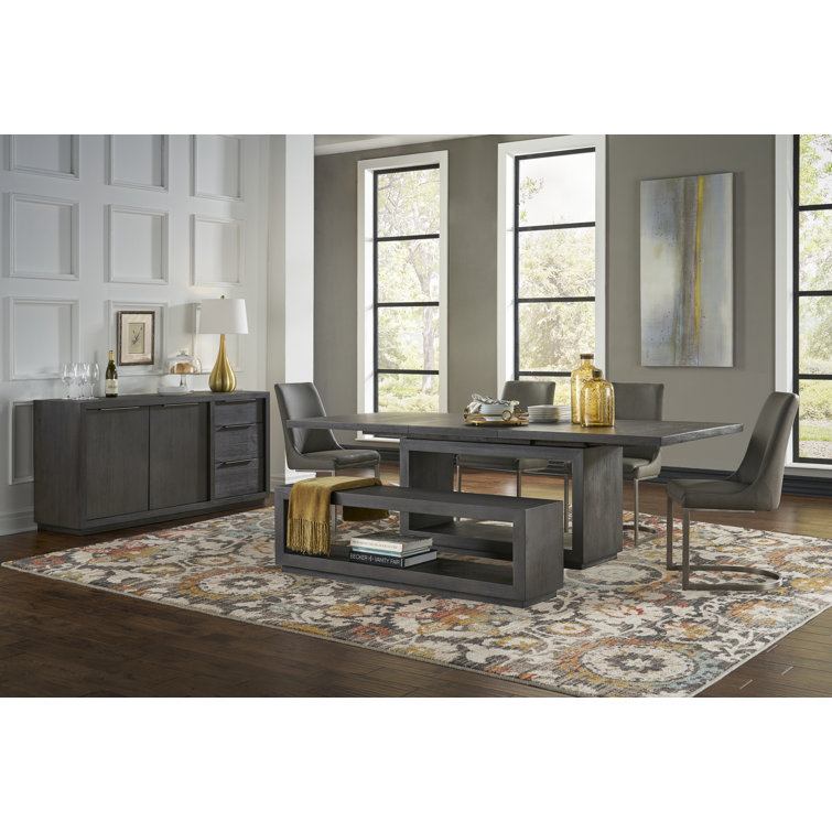 Oxford Modern Extendable Dining Table in Distressed Basalt Gray