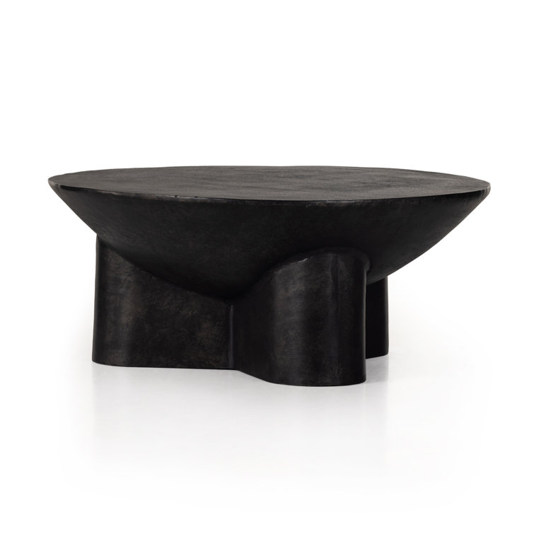 Lagos 36" Raw Black Metal Round Coffee Table