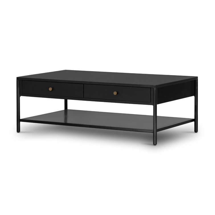 Contemporary Modern Black Iron Coffee Table with Storage