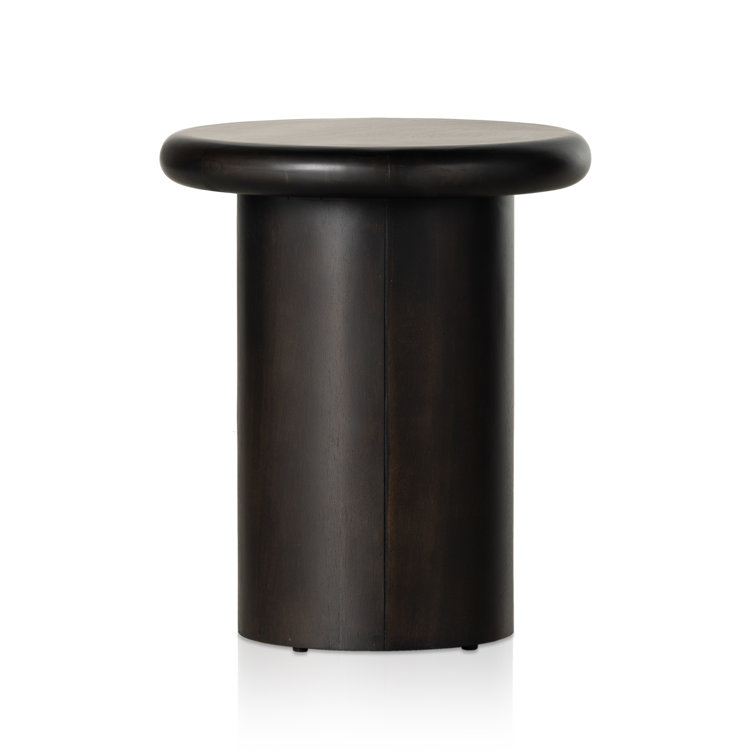 Charcoal Parawood Round Pedestal End Table