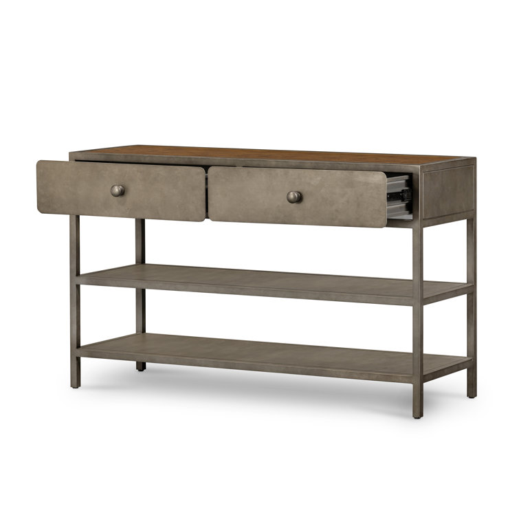 Industrial 50'' Brown and Zinc Console Table with Storage