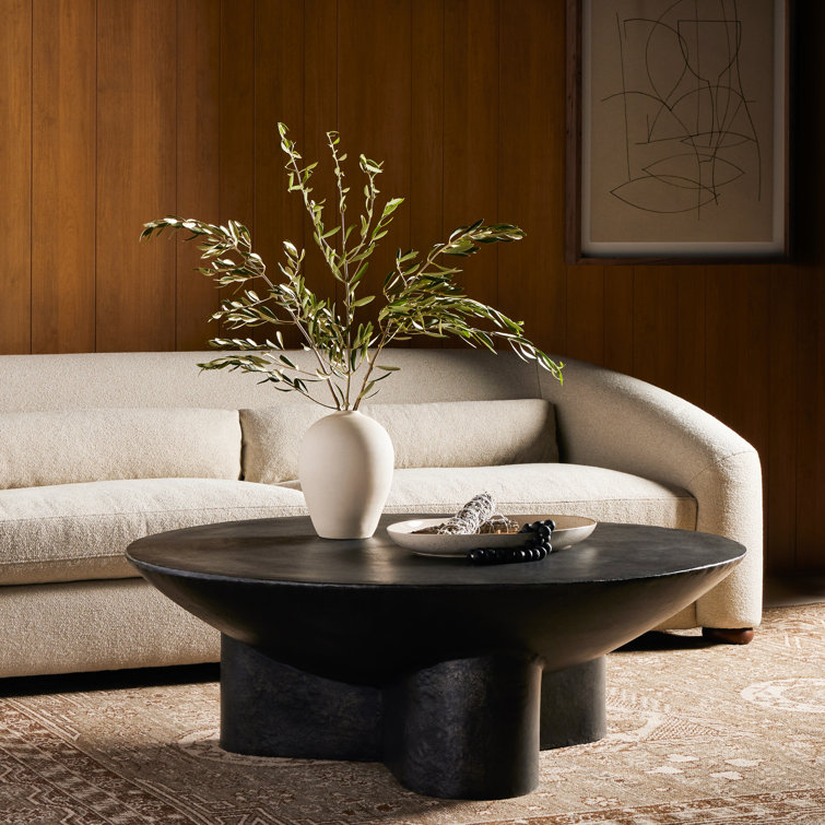 Raw Black Aluminum Round Coffee Table with Storage