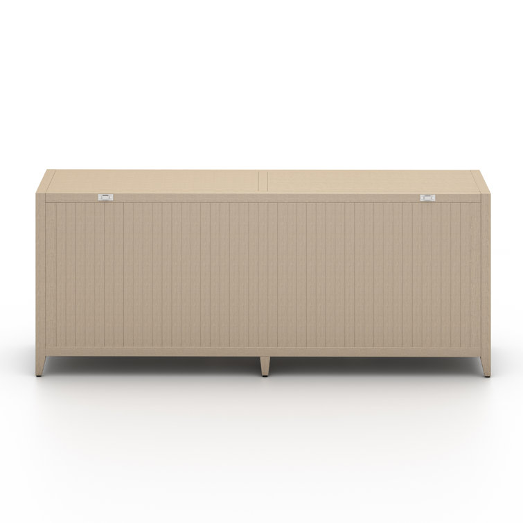 74'' Washed Brown Teak Sideboard with Gray Rope Detailing