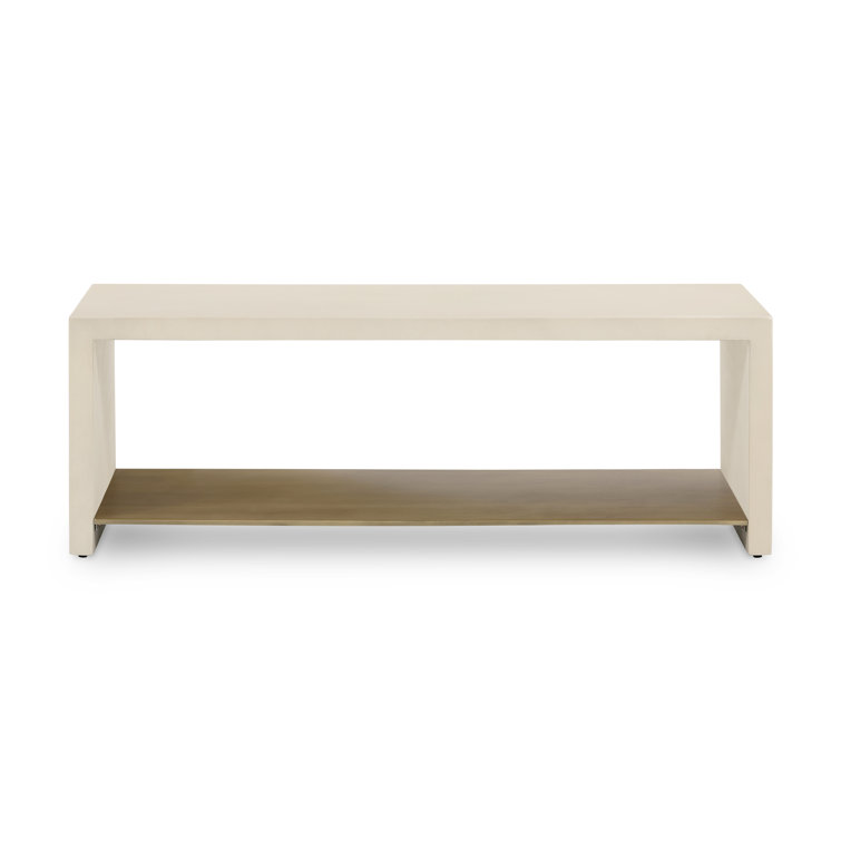 Parchment White Concrete Rectangular Outdoor Coffee Table