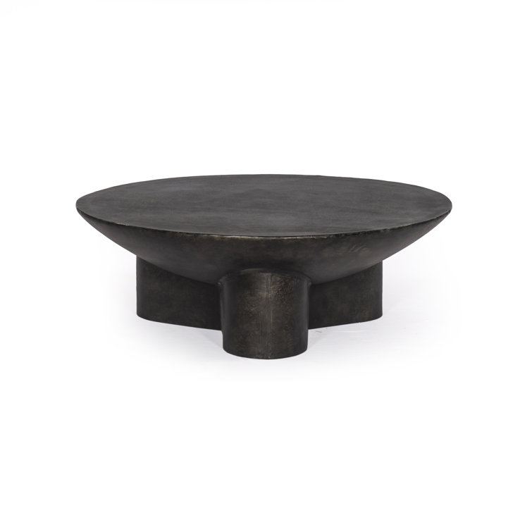 Raw Black Aluminum Round Coffee Table with Storage