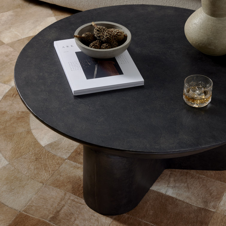 Lagos 36" Raw Black Metal Round Coffee Table