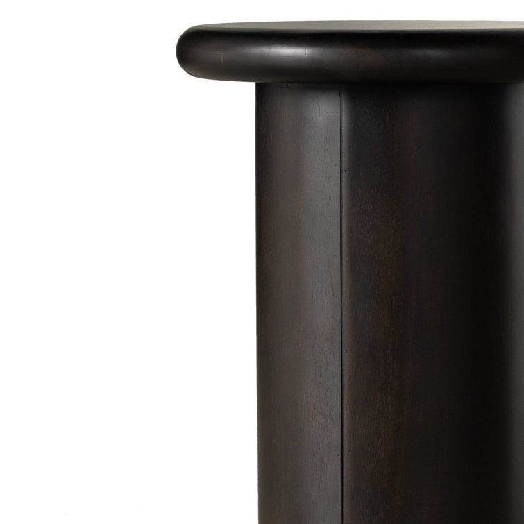 Charcoal Parawood Round Pedestal End Table