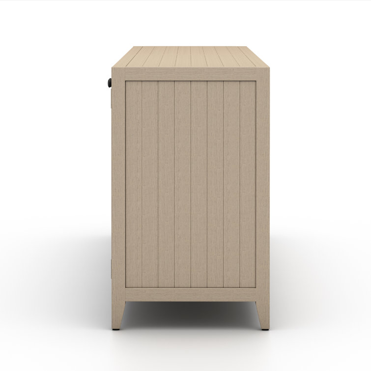 74'' Washed Brown Teak Sideboard with Gray Rope Detailing