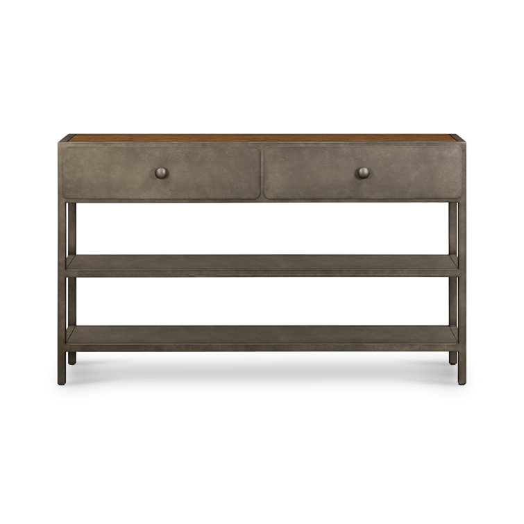 Industrial 50'' Brown and Zinc Console Table with Storage