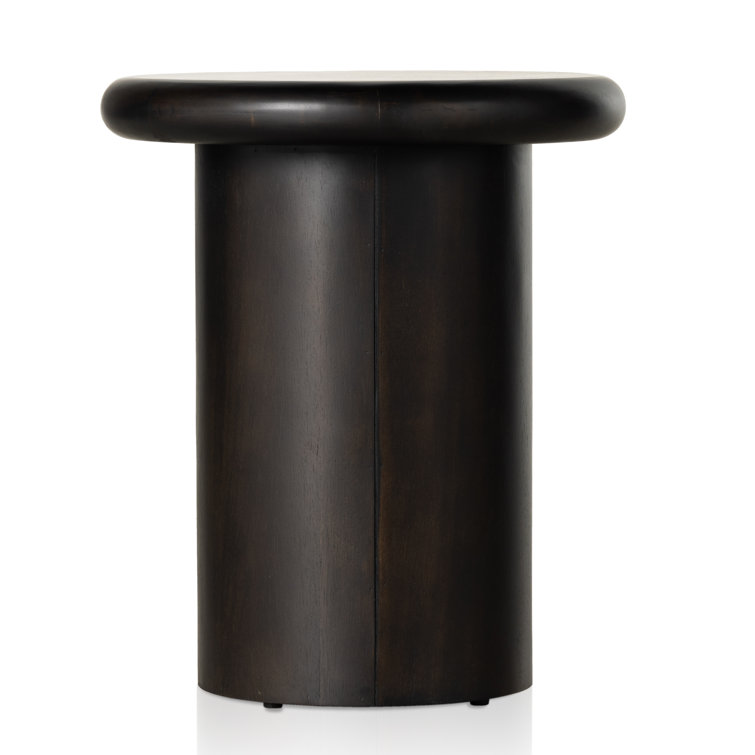 Charcoal Parawood Round Pedestal End Table